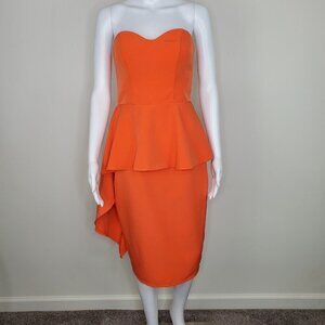 NWT Lumiere Strapless Peplum Waist Dress Orange Size X Small